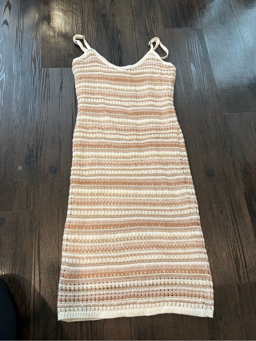 Olive & Oak Striped Knit Midi Dress in Beige and Cream